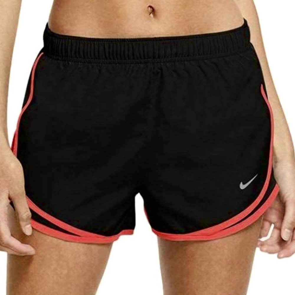 Nike Women's Dri-Fit Tempo Shorts in Black/Bright Pink Stripes